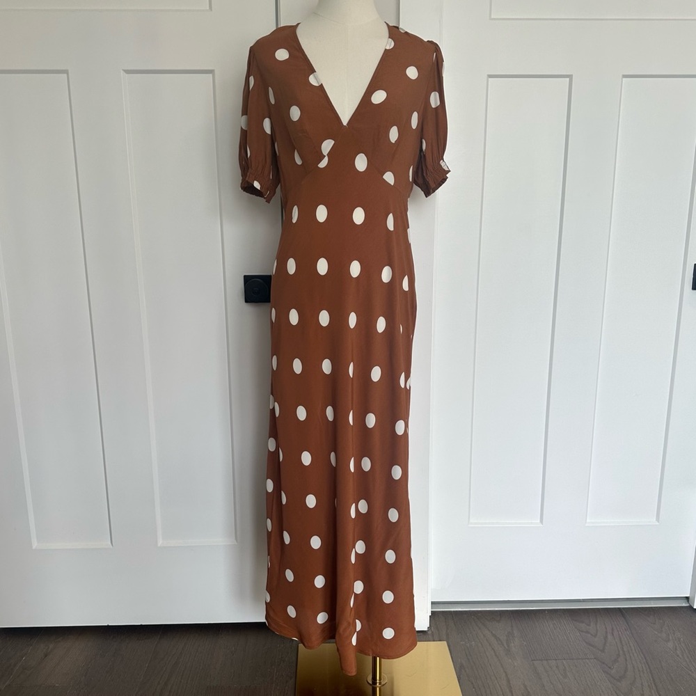 a new day Rust Polka Dot Midi Dress | Size M